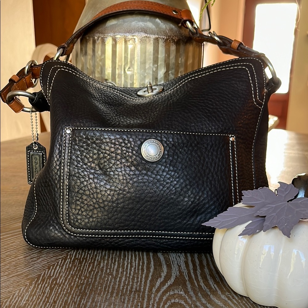 Coach brown leather shoulder bag